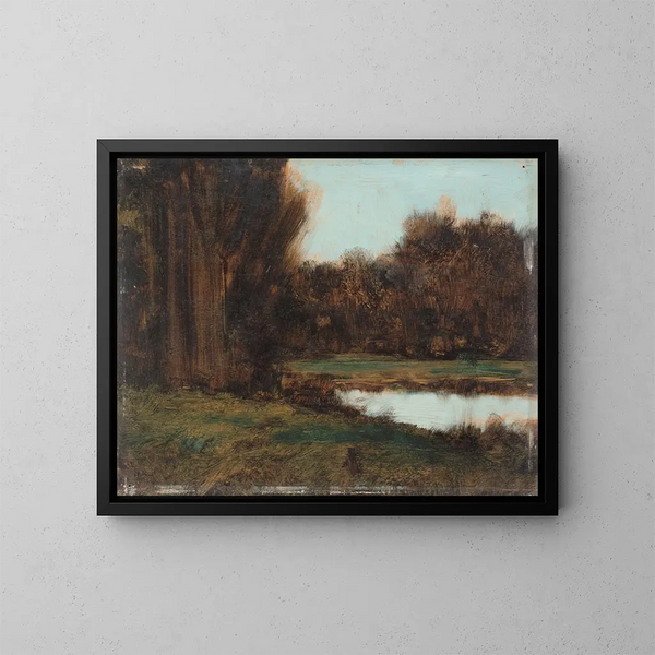 Landschaft Elsass mit Teich - Jean-Jacques Henner — gerahmtes Bild an der Wand