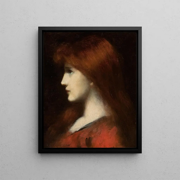 Frau rot haaren Profil - Jean-Jacques Henner — gerahmtes Bild an der Wand