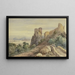Ruine de château devant sur un pont deux hommes - Jean-Joseph-Bonaventure Laurens — gerahmtes Bild an der Wand