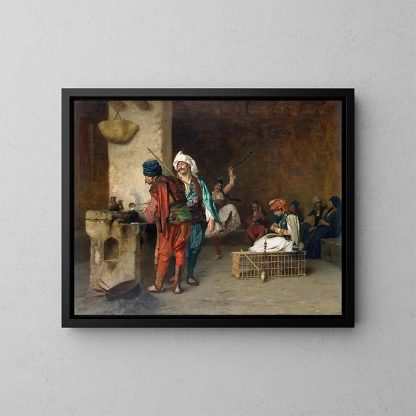 Café House am Kairo, Kugelstrahl - Jean-Léon Gérôme — gerahmtes Bild an der Wand