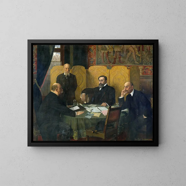 Der Sicherheitsausschuss der Stadt Paris und des Départements Seine während des Ersten Weltkriegs - Jean-Paul Laurens — gerahmtes Bild an der Wand