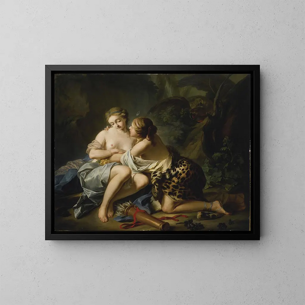 Jupiter unter den Zügen von Diana und Callisto - Jean-Simon Berthélemy — gerahmtes Bild an der Wand