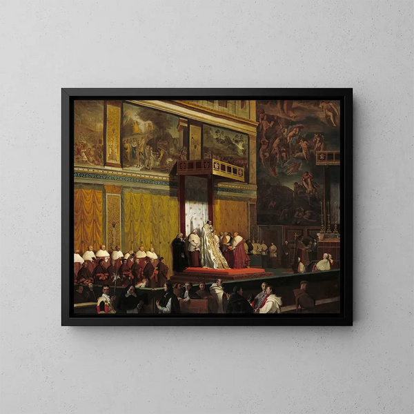 Der Papst Pius VII in der Sixtinischen Kapelle - Jean-Auguste-Dominique Ingres — gerahmtes Bild an der Wand