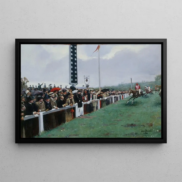 Courses à Longchamp, l'Arrivée au Poteau - Jean Béraud — gerahmtes Bild an der Wand
