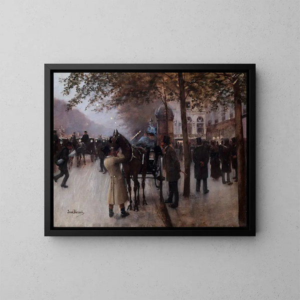 Le boulevard des Capucines le soir devant le Café Napolitain - Jean Béraud — gerahmtes Bild an der Wand