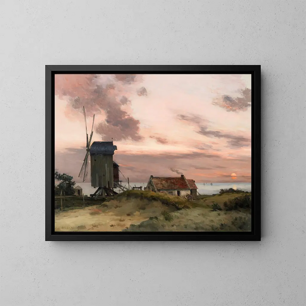 Mühle an einem Strand - Jean-Charles Cazin — gerahmtes Bild an der Wand