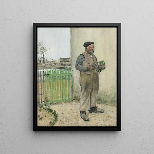 Bonhomme coming from painting his fence - Jean François Raffaëlli — gerahmtes Bild an der Wand