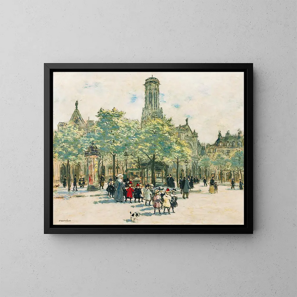 Mädchen vor Saint-Germain-l'Auxerrois - Jean François Raffaëlli — gerahmtes Bild an der Wand