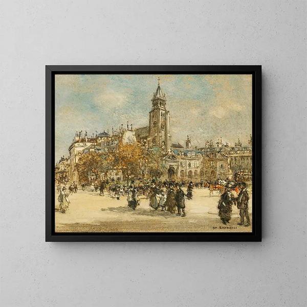 Place de Saint-Germain-des-Prés, Paris - Jean François Raffaëlli — gerahmtes Bild an der Wand