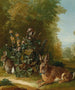 Zwei Hasen in einer Landschaft - Jean Jacques Spoede — Ansicht des Kunstwerks