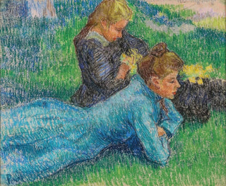 Junge Mädchen liegend auf dem Gras - Jean Peske — Ansicht des Kunstwerks