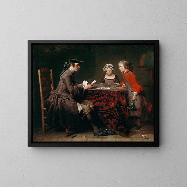 Les Tours de cartes - Jean Siméon Chardin — gerahmtes Bild an der Wand