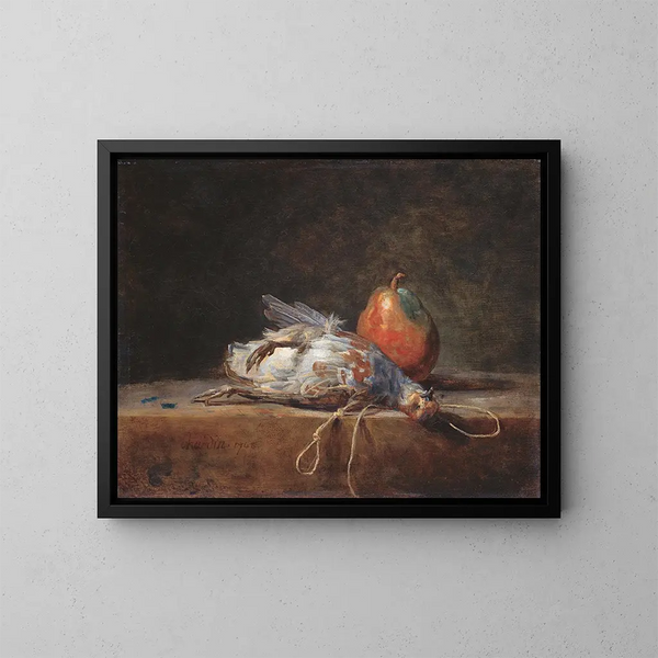 Stillleben mit Fasan und Birne - Jean Siméon Chardin — gerahmtes Bild an der Wand