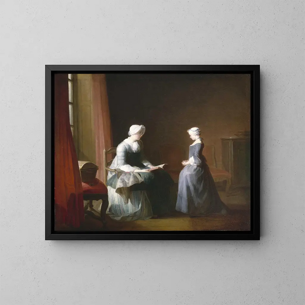 La bonne éducation - Jean Siméon Chardin — gerahmtes Bild an der Wand
