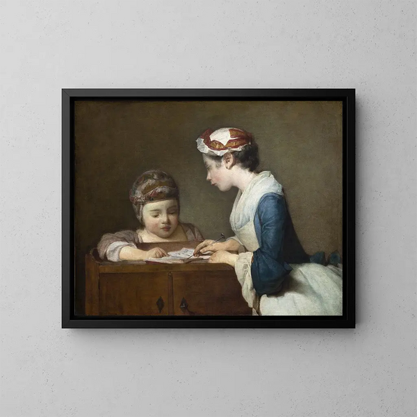 La Petite Maîtresse d'école - Jean Siméon Chardin — gerahmtes Bild an der Wand