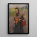 Frau mit Korb - Jef Van de Fackere — gerahmtes Bild an der Wand