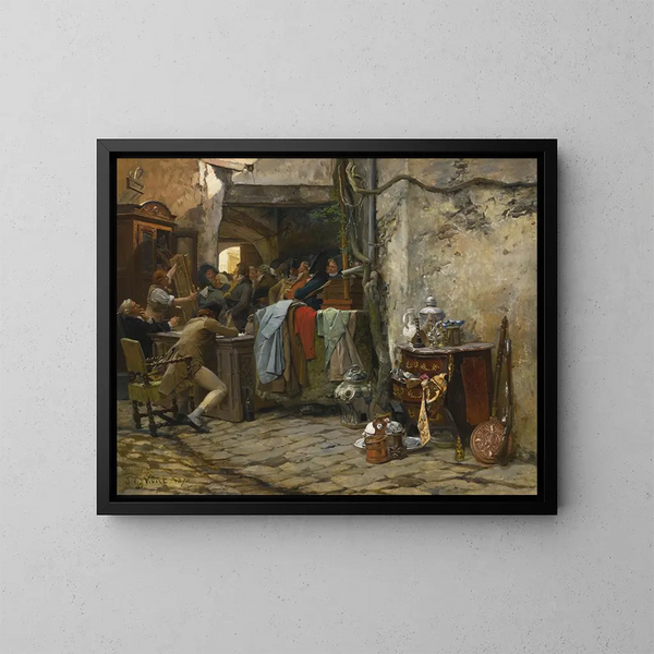 La vente mobilière - Jehan Georges Vibert — gerahmtes Bild an der Wand
