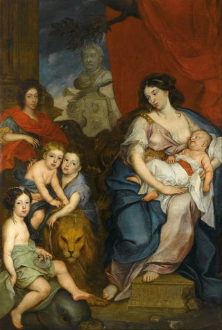 Jerzy Eleuter Szymonowicz Siemiginowski - Portrait of Queen Maria Casimire with children.webp