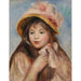 Reproduktion des Gemäldes Junge Frau mit rosa Hut - Pierre-Auguste Renoir