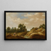 Landschafts-Gemälde mit Dünen, einer Bäuerin und einem Kind auf einem Weg, Bauernhöfe im Hintergrund - Joachim Govertsz Camphuysen — gerahmtes Bild an der Wand