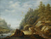 Ein Landschaftsbild der Rocky Mountains mit einer Festung auf einem Hügel, Hirten mit ihrer Herde im Hintergrund - Joachim Govertsz Camphuysen — Ansicht des Kunstwerks