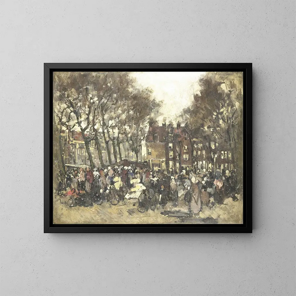 Le Noordermarkt à Amsterdam - Joannes Barnardus Antonius Maria Westerwoudt — gerahmtes Bild an der Wand