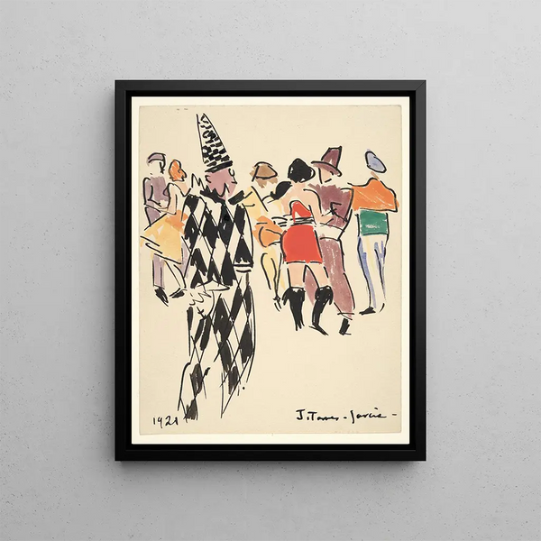 Künstler Bal Arlequin und Tänzer - Joaquín Torres-García — gerahmtes Bild an der Wand