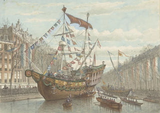 Johan Adolph Rust - Versieringen op de Herengracht ter gelegenheid van de Aprilfeesten 1887.webp
