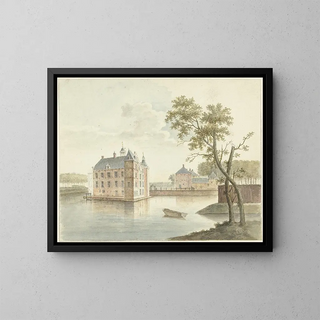 Ansicht eines unbekannten Schlosses - Johan Antonie Kaldenbach — gerahmtes Bild an der Wand