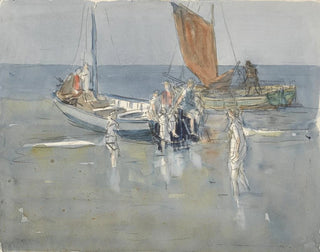 Bateaux de pêche sur la plage de Scheveningen - Johan Antonie de Jonge — Ansicht des Kunstwerks