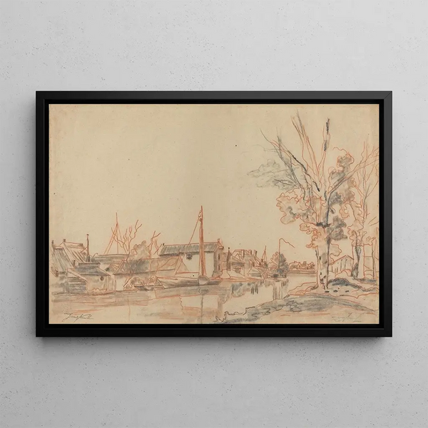 Ufer des Kanals - Johan Barthold Jongkind — gerahmtes Bild an der Wand