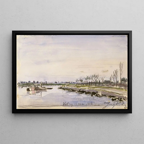 Flussufer - Johan Barthold Jongkind — gerahmtes Bild an der Wand