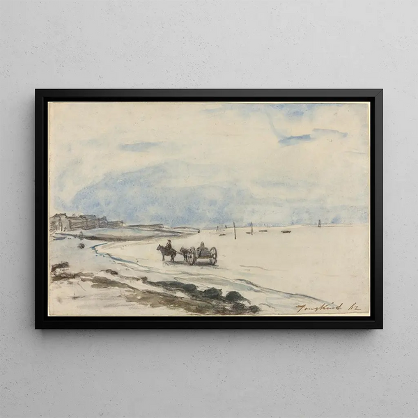 Johan Barthold Jongkind - Cart on the Beach at Etretat.webp