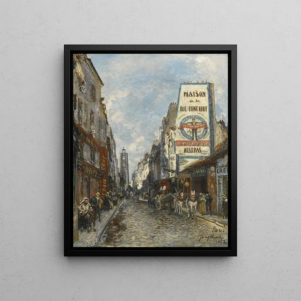 La Rue Saint-Jacques Paris - Johan Barthold Jongkind — gerahmtes Bild an der Wand
