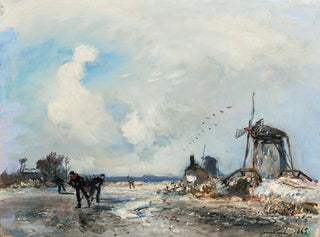 Moulins et patineurs en Hollande - Johan Barthold Jongkind — Ansicht des Kunstwerks