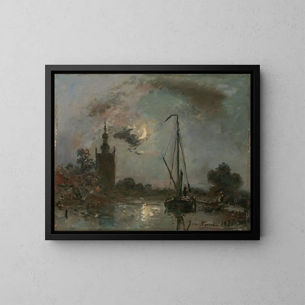 Overschie im Mondschein - Johan Barthold Jongkind — gerahmtes Bild an der Wand