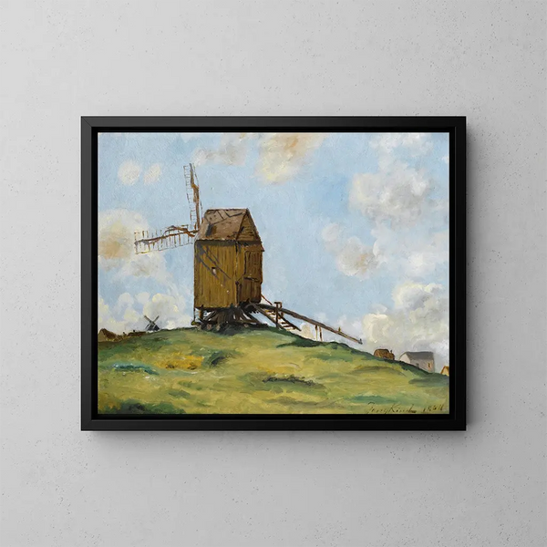 Landschaft mit zwei Mühlen - Johan Barthold Jongkind — gerahmtes Bild an der Wand