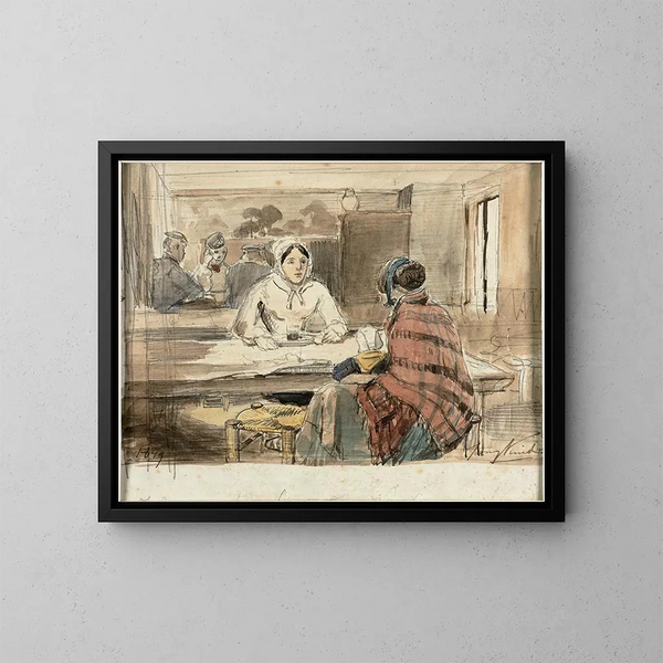 Zwei Frauen in einem Café - Johan Barthold Jongkind — gerahmtes Bild an der Wand