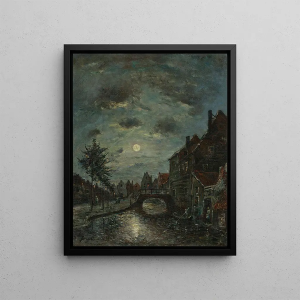 Johan Barthold Jongkind - Un canal interieur a Dordrecht Claire de Lune.webp