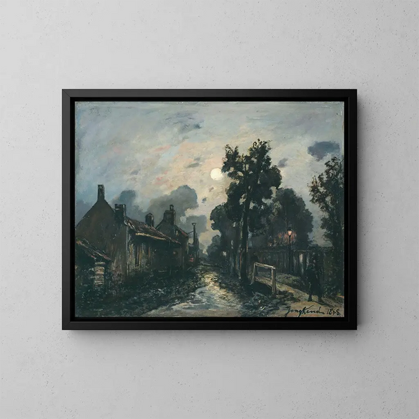 Eine Straße in Delft am Abend - Johan Barthold Jongkind — gerahmtes Bild an der Wand