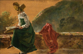 Johan Christian Dahl - Princess Caroline Amalie Sketching in Naples Study.webp
