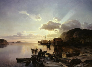 Johan Edvard Bergh - Fishing Village in Bohusln.webp