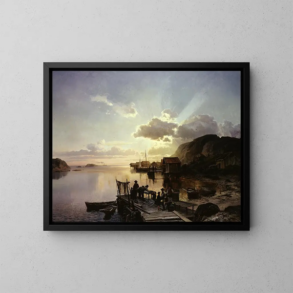 Fischerdorf in Bohuslän - Johan Edvard Bergh — gerahmtes Bild an der Wand