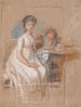 Projekt eines Gruppenporträts von Regine Sophie Tutein f. Wraatz mit ihrem Sohn Peter - Johan Frederik Clemens — Ansicht des Kunstwerks