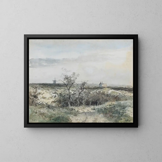 Johan Hendrik Weissenbruch - Gezicht op het Dekkersduin met oude gasfabriek en molen in het verschiet.webp