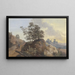 Baumgruppe mit Felsen zwischen zwei Wegen, links zwei Männer, einer auf einem Pferd, rechts zwei Figuren und Fernblick - Johann Alexander Thiele — gerahmtes Bild an der Wand