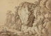 Junges Paar sitzt in der Nähe einer massiven Felsformation - Johann August Nahl II — Ansicht des Kunstwerks