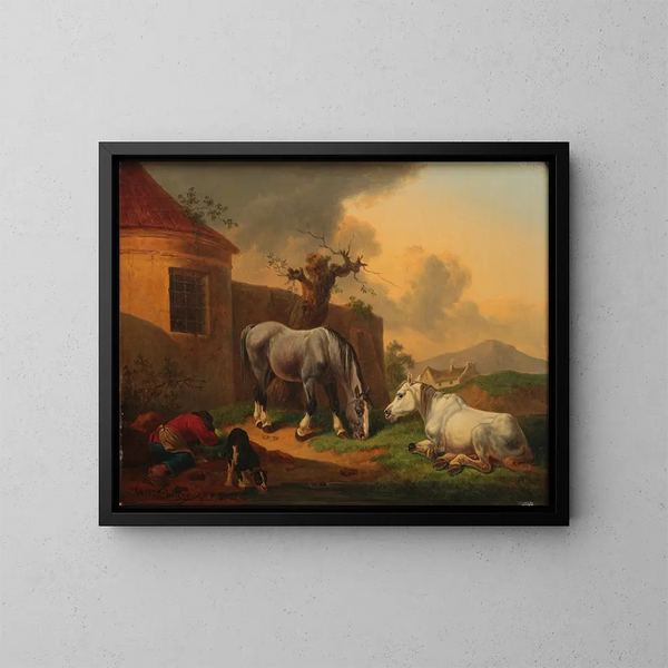 Pferde - Johann Baptist Dallinger von Dalling — gerahmtes Bild an der Wand