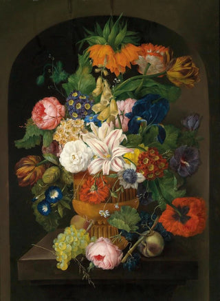 Johann Baptist Drechsler - Still Life Of Flowers With Grapes.webp