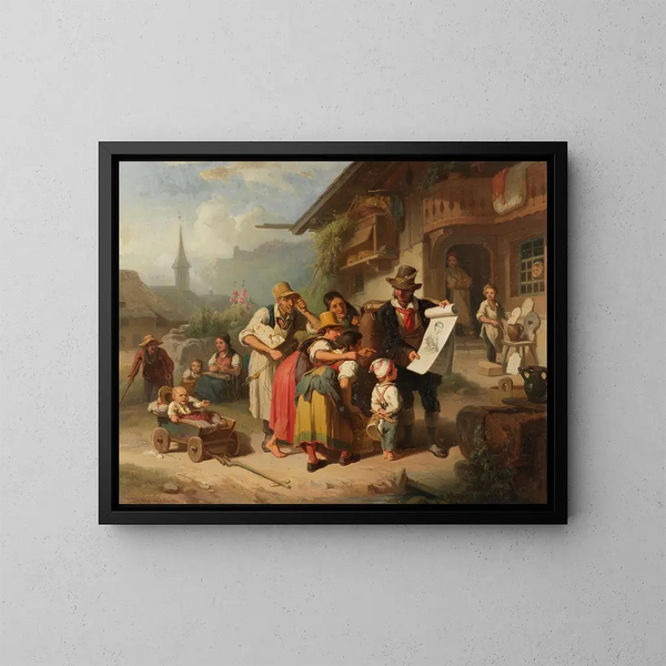 Szene eines Dorfes im Schwarzwald - Johann Baptist Kirner — gerahmtes Bild an der Wand
